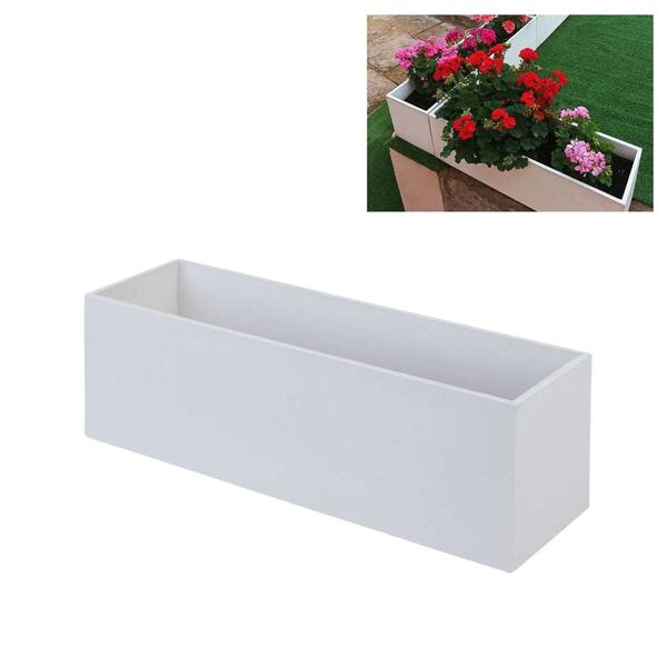 Floreira Betão + Fibras Retangular 80x25x25cm Branca Jardim Varanda Terraço Esplanada
