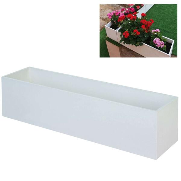 Floreira Betão + Fibras Retangular 100x25x25cm Branca Jardim Varanda Terraço Esplanada