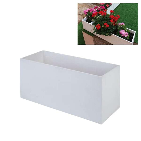 Floreira Betão + Fibras Retangular 99x40x45cm Branca Jardim Varanda Terraço Esplanada