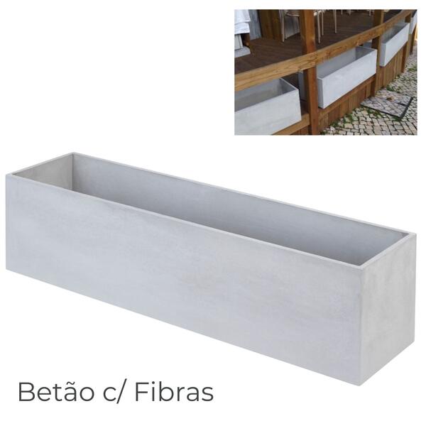 Floreira Betão + Fibras Retangular Cinzenta Jardim Varanda Terraço Esplanada