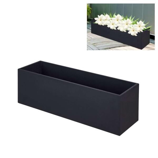 Floreira Betão + Fibras Retangular 80x25x25cm Preta Jardim Varanda Terraço Esplanada