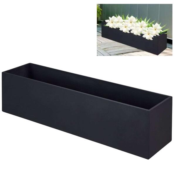 Floreira Betão + Fibras Retangular 100x25x25cm Preta Jardim Varanda Terraço Esplanada