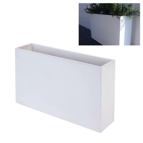 Floreira Betão + Fibras Retangular 100x29x80cm Branca Alta Jardim Varanda Terraço Esplanada