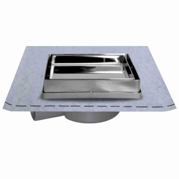 Ralo de Duche com Tampa Inox Rebaixada e Tela Impermeabilizante 13x13cm