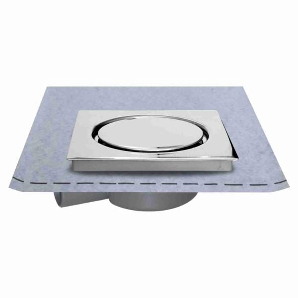 Ralo de Duche com Tampa Inox com Parafuso e Tela Impermeabilizante 15x15cm