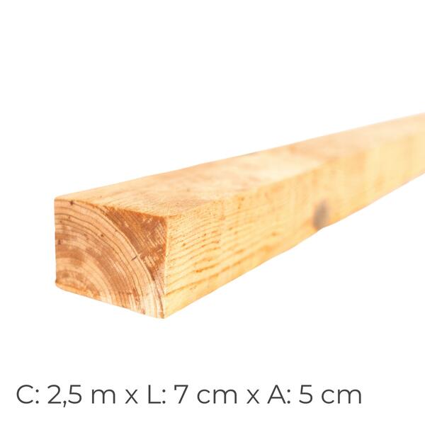 Barrote Madeira Cofragem 2,50x0,07x0,05M - C: 2,5 m | L: 7 cm | A: 5 cm