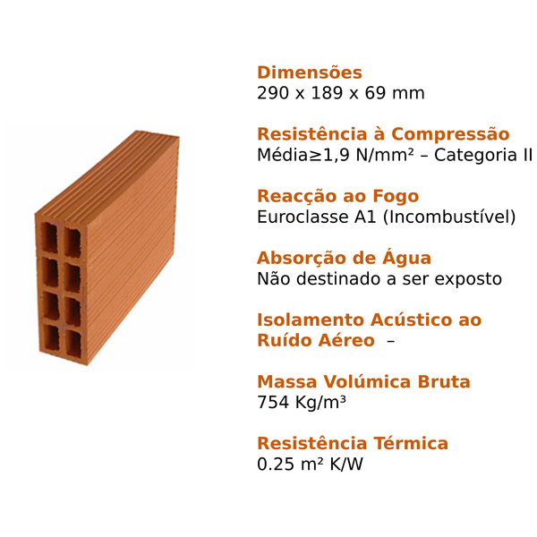 Tijolo Cerâmico Tradicional Preceram 4/7/9/11/15/22CM - Tijolo de 7 - 30 x 20 x 7 CM - 2 Paletes Não Incluídas