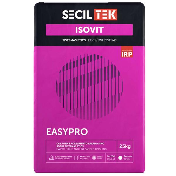 Argamassa Colagem Regularização SecilTek Isovit Easypro 25Kg Acabamento Fino Pronta Receber Pintura