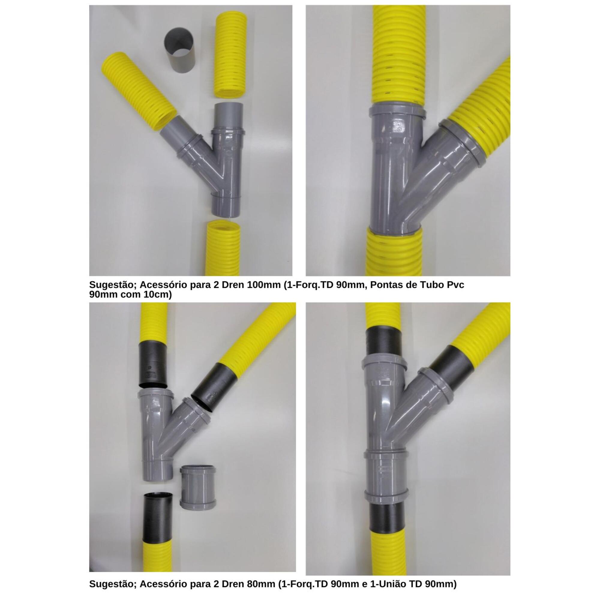 Uniões PVC D90 para Forquilha Tubo Drenagem D.80 Ligação Tubos | Obras360