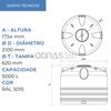 Reservatório Superfície 5.000L Vertical Rega Água Depósito Aproveitamento - 5.000L - 1754(A) x 2100(Ø)mm