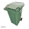 Caixote Lixo Polietileno com Rodas 240 Litros Verde Muito Resistente - 57,7(L) x 72(P) x 106(A)cm