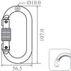 Mosquetão Simples Rosca Kratos FA5010117 Trabalhos Altura, Suspenção - 18 mm / 25 kN