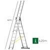 Escadote Alumínio TREK X3- Altura Homem 4,25/5,87M Resistente - 4,25(A) x 0,47(L) x 0,145(P)m - c/ estabilizador